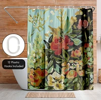 Americanflat 71x74 Shower Curtain - Floral Painted Design - Warm Waves by Pi Creative Art