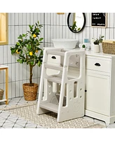 Costway Toddler Kitchen Step Stool with Double Safety Rails Learning Stool