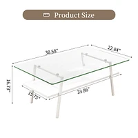 White Metal and Glass Coffee Table