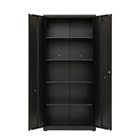 High Storage Cabinet With 2 Doors And 4 Partitions To Separate 5 Storage Spaces, Home/ Office Design