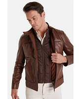 Furniq Uk Men's Brown Leather Jacket, Elephant