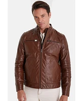 Men's Brown Leather Jacket, Elephant