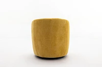 Chenille Fabric Swivel Accent Armchair Barrel Chair With Black Powder Coating Metal Ring, Yellow