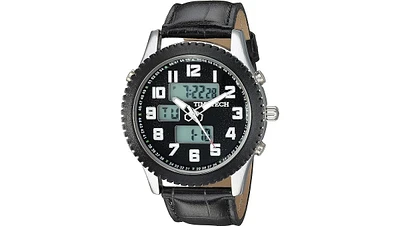 Timetech Men's Alarm Sport Analog Digital Metal Case Watch with Black Strap