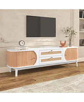 Simplie Fun 75" Rattan Tv Stand, Modern Farmhouse Console