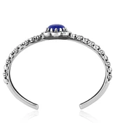 American West Jewelry Southwestern Lapis Wildflower Sterling Silver Double Row Cuff Bracelet, Small - Large