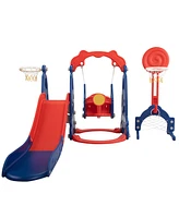 Streamdale Furniture 5-in-1 Interactive Toddler Playset Giraffe Design with Slide, Swing, and Ball Games