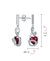 Bling Jewelry Cubic Zirconia Infinity Swirl Cz Accent Cz Red Heart Dangling Earrings For Women Sterling Silver