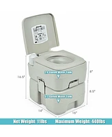 Gymax 5.3 Gallon 20L Portable Travel Toilet Camping Rv Indoor Outdoor Potty Commode