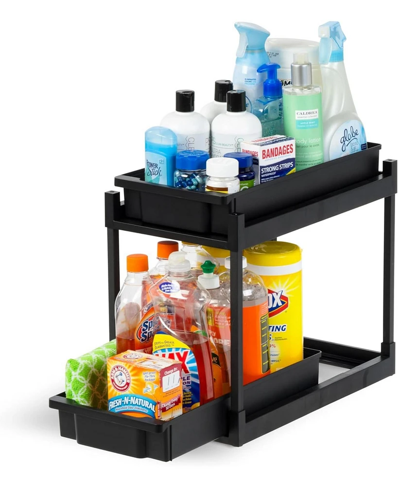 Iris Usa 2-Tier Under Sink Organizer, Pack, Storage with Sliding Drawers - Versatile solution for Office, Kitchen or Bathroom