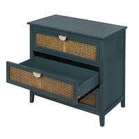 3 Drawer Cabinet, Natural Rattan, American Furniture, Suitable For Bedroom, Living Room, Study