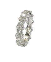 Suzy Levian New York Sterling Silver Cubic Zirconia Round Cut Cluster Eternity Band