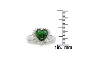 Suzy Levian New York Suzy Levian Sterling Silver Cubic Zirconia Green Heart Halo Ring