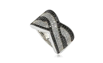 Suzy Levian New York Suzy Levian Sterling Silver Cubic Zirconia Pave Crossover 'X' Ring