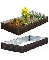 Sugift Large Outdoor Metal Planter Box for Vegetable Fruit Herb Flower