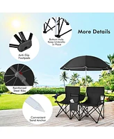 Vebreda Portable Folding Picnic Double Chair With Umbrella