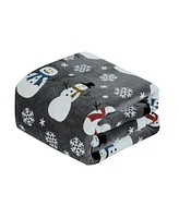 Kate Aurora Ultra Soft & Cozy Christmas Gray Snowman Plush Accent Throw Blanket Cover - 50 in. W x 60 in. L