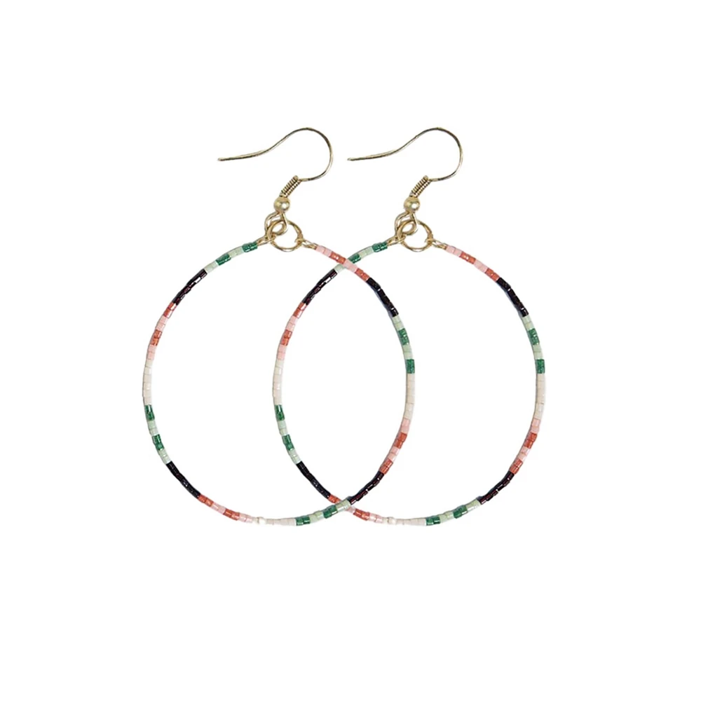 Ink + Alloy Kelly Luxe Beaded Hoop Earrings Desert Thin Color Block