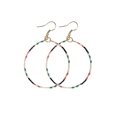 Ink + Alloy Kelly Luxe Beaded Hoop Earrings Desert Thin Color Block