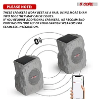 5 Core Outdoor Speakers Bluetooth Waterproof Linkable Tws Patio Pool Garden Wireless 10W Rms Solar Rock Speaker w Rgb Light