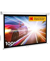 Kodak 100" Manual Pull Down Projector Screen, Large 16:9 Retractable Projector Screen