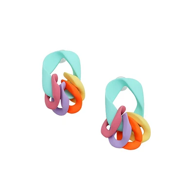 Sohi Women's Chainlink Drop Earrings