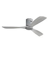 sofucor 52" Low Profile Ceiling Fan, No Light, 3 Carved Wood Blades, Dc Motor, Remote