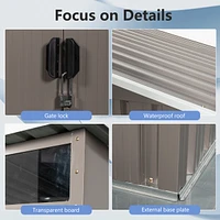 6FT X 5FT Outdoor Metal Storage Shed With Window Transparent Plate