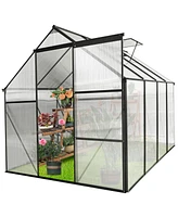 Simplie Fun Durable 6x8 Ft Polycarbonate Greenhouse with Raised Base