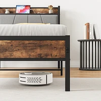 Twin Size Bed Frame with Storage Headboard