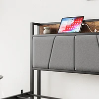 Twin Size Bed Frame with Storage Headboard