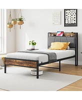 Streamdale Furniture Twin Size Bed Frame with Storage Headboard