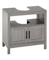 Simplie Fun Gray Bathroom Storage Cabinet with 2 Doors & Shelf