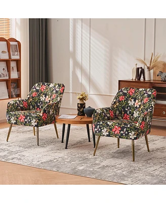 Simplie Fun Modern Mid Century Chair Velvet Sherpa Armchair For Living Room Bedroom Office