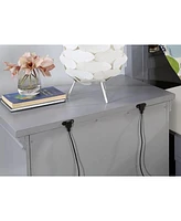 Gray Solid Wood 3-Drawer Nightstand