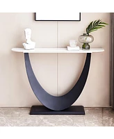 Simplie Fun Black Metal Console Table with Adjustable Foot Pads