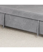 Streamdale Furniture Sofa Pull Out Bed Included Two Pillows 54" Grey Velvet Sofa For Small Spaces