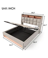 Streamdale Furniture Hydraulic Storage Full Size Platform Bed with Led & Usb