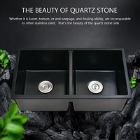 33 L X 18 W Double Bowl Undermount Kitchen Sink With Basket Strainer