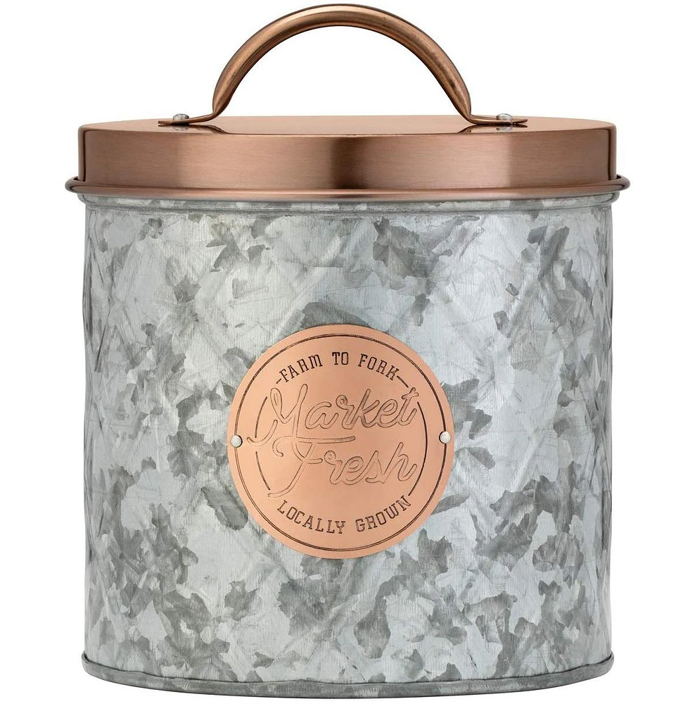 Amici Home Bristol Food Storage Metal Canister, For Kitchen & Household, Silver Copper, Medium, 84 oz