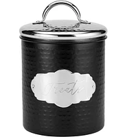 Amici Pet Cavalier Small Metal Canister Treats Jar, 40 oz., Black w/ Silver Lid