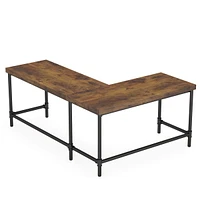 Tribesigns L Shaped Computer Desk, 67 inch Industrial Reversible Corner Desk for Home Office, Pc Laptop Study Writing Table Workstation with Metal Pip