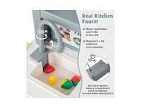 Slickblue Kids Play Kitchen Toy with Stove Sink Oven with Light and Sound