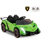 Slickblue 12V Licensed Lamborghini 4WD Kids Ride-on Sports Car with 2.4G Remote-Red