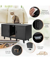 Slickblue 2-Door Cat Litter Box Enclosure with Winding Entry and Scratching Board