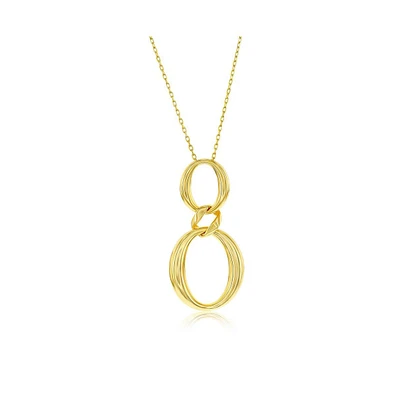 Simona Gold Plated Over Sterling Silver High Polished Double Oval Pendant Necklace