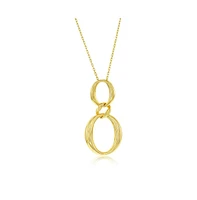 Simona Gold Plated Over Sterling Silver High Polished Double Oval Pendant Necklace