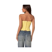 Edikted Women's Deirdre mesh lace up corset top