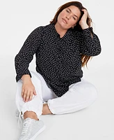 On 34th Trendy Plus Printed Collared Shirt, Created for Macy's