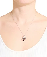 Macy's Black Agate Stone Charm Necklace in Fine Silver Plated Brass